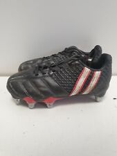 UU341 BOYS PATRICK BLACK REDWHITE TRIM LEATHER LACE UP FOOTBALL BOOTS UK C11
