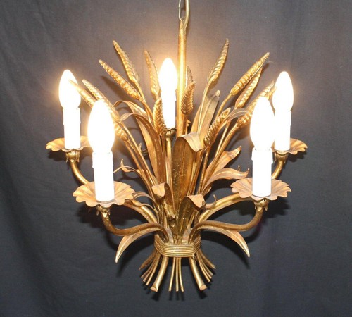 Vintage toleware chandelier - toleware,