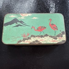 RARE! Antique 1920's Deco Vintage Storks William Crawford Japanese Biscuit Tin