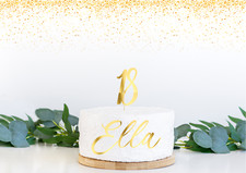 Personalised Cake Charms Cake Name Age Charm Customised Glitter Metallic 