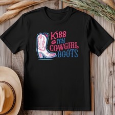 Kiss My Cowgirl Boots T-Shirt Western Line Dancing Cowboy T-Shirt