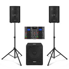 VX0812BT 2.1 Active DJ Speaker Package with PD CDJ450 Dual CD Mixer & Subwoofer