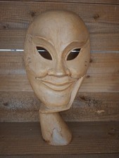 Hand Carved Wooden Okina Noh