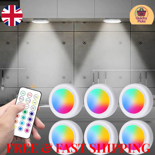 6pcs led puck light - puck, remote