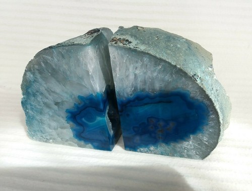 Green agate crystal bookends - agate,