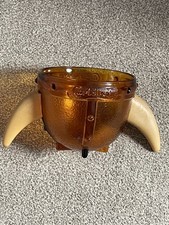 Vintage Carlsberg Viking Helmet Ice Bucket In Rare Amber Glass
