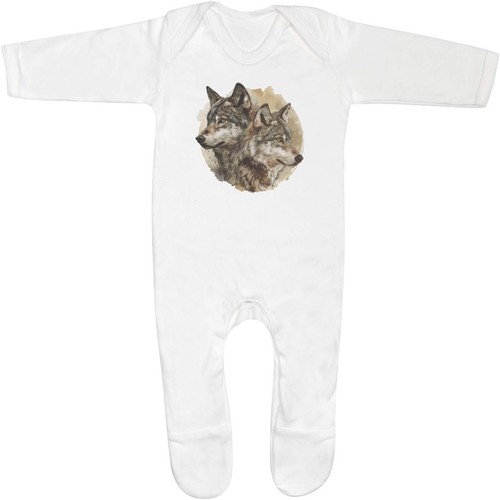 Wolf couple baby romper - baby,