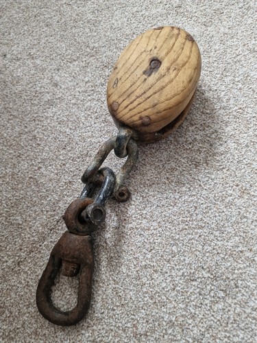 Vintage wooden pulley - pulley, from