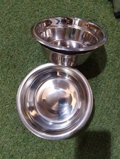 2no. Petbrands Deli Water Food Cat/Dog Bowls Silver With Black Rubber 17cm 