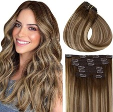 Vivien Balayage Brown Clip in Hair Extensions for Women 14 Inch 120 Gram Double