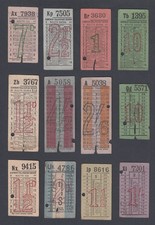 TWELVE Old London Transport Bus Coach T&T Used Tickets Ticket All Different