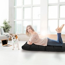 14-Adjustable Position Folding Floor Chair Lazy Lounge Sofa Seat Black