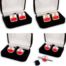 POLISH EAGLE POLAND COAT OF ARMS MEN’S CUFFLINKS GIFT BOX ENGRAVING