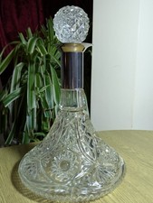 MCM Leonard ships decanter 11 1/8" silver plate neck Italy excellent condition
