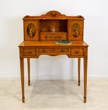 Edwardian Satinwood Hand Painted Writing Desk c1900 Antique Bureau Table