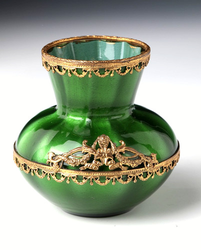Vase green metallin loetz - vase, metallin'',