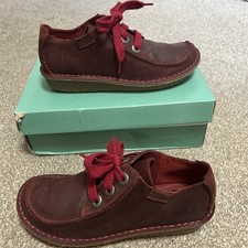CLARKS “Funny Dream” woman Burgundy leather lace up shoes, UK 6 D