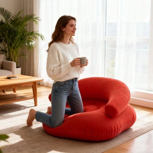 Inflatable donut chair flocked - chair,