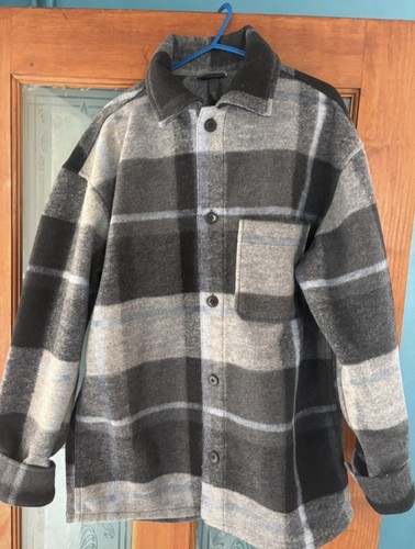 Grey black check fleece - h&m,