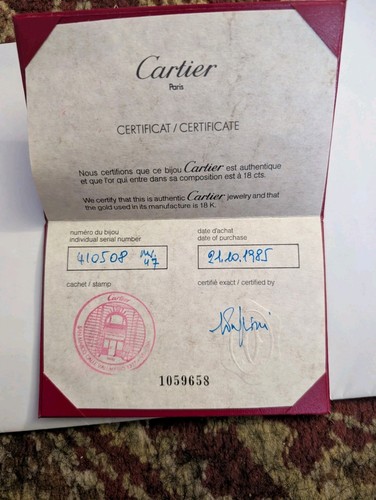 Genuine cartier certificate - cartier,