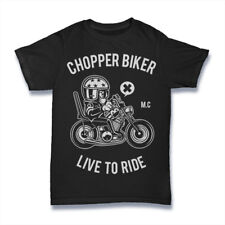 Mens Biker T Shirt Vintage Classic Chopper Bike Motorcycle Motorbike Black S-3XL