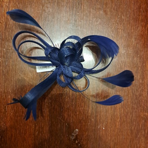 Navy feather flower mesh - navy,