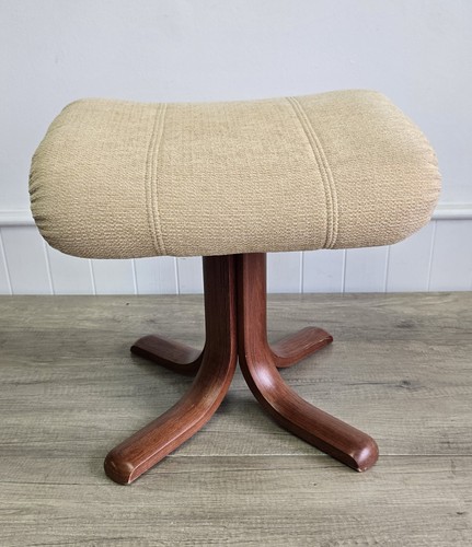 Beige fabric footstool - beige, pouffe