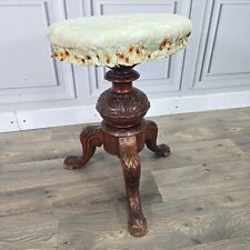 Antique Walnut Rise & Fall Dressing Table Music Piano Stool Carved Spinning Seat