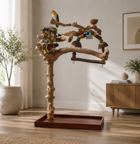 Large java tree parrot - java, stand
