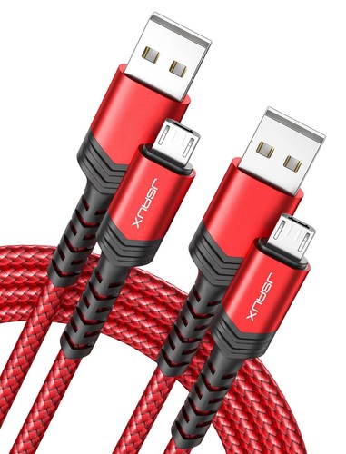 Premium red braided micro usb - red,
