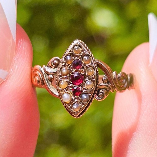 Edwardian navette 9ct gold - edwardian,