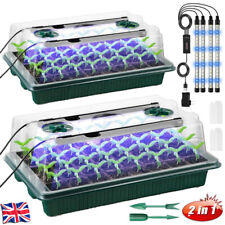 2X 40 Holes Seed Trays with Grow Light Full Spectrum Plants Propagator Trays