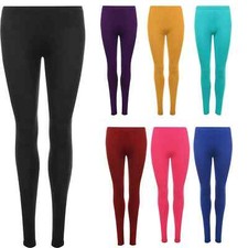 LADIES WOMENS VISCOSE LYCRA PLAIN STRETCHY SOFT LEGGINGS WITH ELASTICATED WAIST