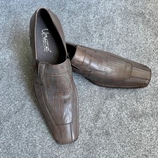 Unze Mens Leather Designer Shoes Brown/Grey Marbled Effect Size 10 NEW No Box ✅