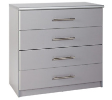 Home Normandy 4 Drawer Chest Grey | Bedroom Storage Organiser Furniture Dresser