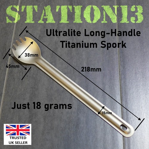 Long handle titanium spork - titanium,