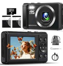 4K Digital Camera with 32GB SD Card, 44MP Autofocus Compact Camera for...