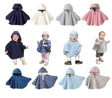 Baby Kids Toddler Double-side Wear Outwear Hooded Cape Cloak Poncho Coat Jacket