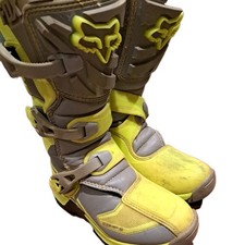 Fox Comp 5. UK size 3 Youth Motocross Boots Mx Kids off road dirt bike green ATV