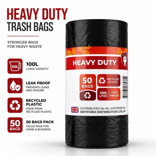 Heavy duty black bin bags - black,