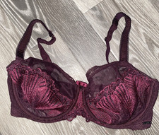 Mark & Spencers Autograph  Lace Wired Balcony Bra 34 E Red Juliet Dark Grape