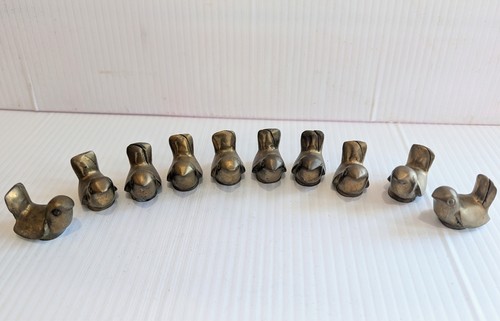 Vintage brass bird place card - brass,