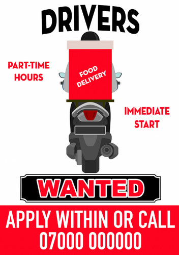Food delivery driver wanted - food,