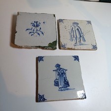 Delft Tiles X 3  Hand Painted
