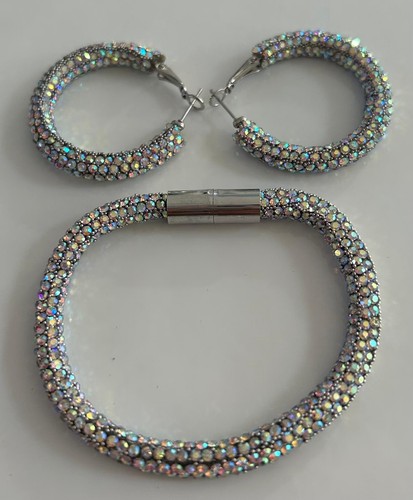 Crystal heart necklace - ab,