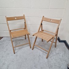 Ikea Terje Folding Deck Chair x 2 Beech Wooden Slatted Foldable Garden Balcony 