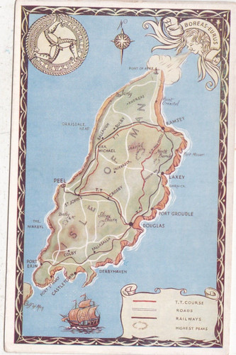 Isle man map postcard - of,