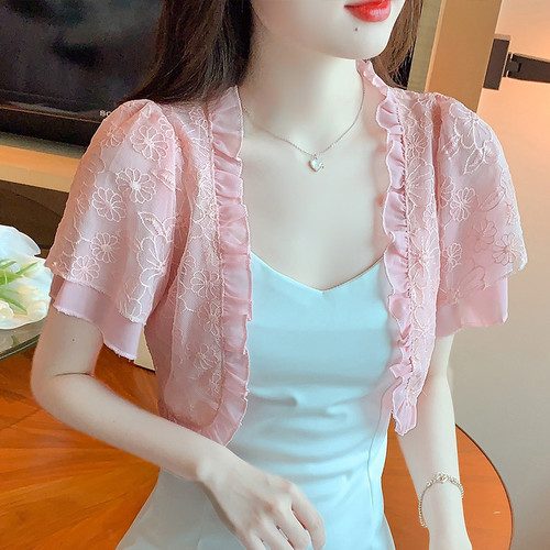 Women embroidered lace cropped - women,