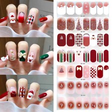 Christmas Nail Art Stickers Self-Adhesive Stylish Nail Wraps Full Cover Sticker 