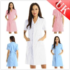 UK Women's Nurse Doctor Uniform Lapel Collar Hospital Doctor Scrub Lab Coats